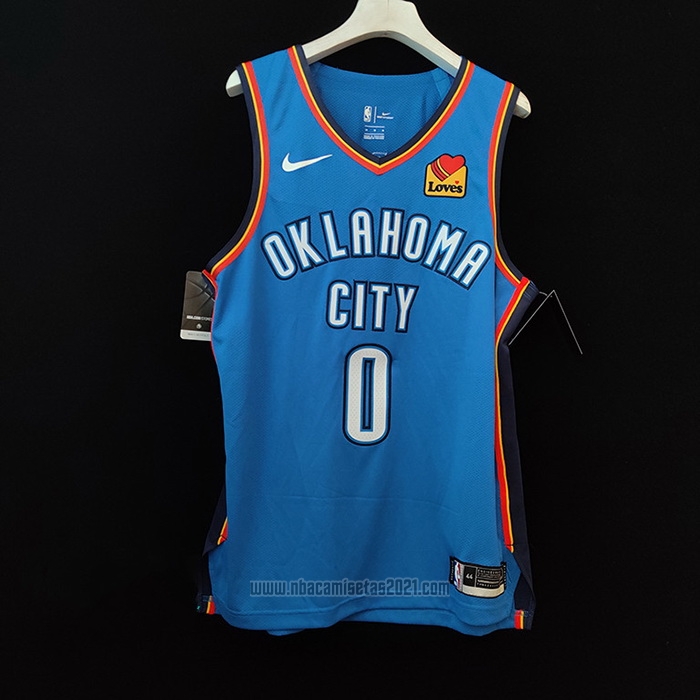 Camiseta Oklahoma City Thunder Russell Westbrook #0 Icon Autentico Azul
